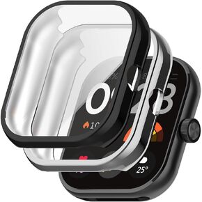 [قطعتان] حافظة متوافقة مع ساعة Xiaomi redmi 4، حافظة حماية شاملة سوداء عالية الشفافية مع واقي شاشة، [مضادة للتلطخ] [مقاومة للخدش] حافظة TPU - أسود فضي in Kuwait