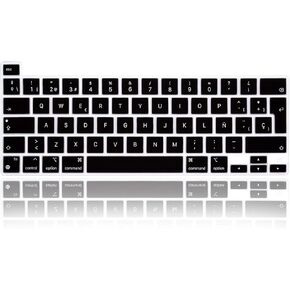 غطاء لوحة مفاتيح رفيع للغاية من السيليكون باللغة الإسبانية لجهاز MacBook Pro 13 New M1 Chip (رقم الموديل: A2338، 2020 Late)، حامي الملحقات إصدار الاتحاد الأوروبي، (أسود)