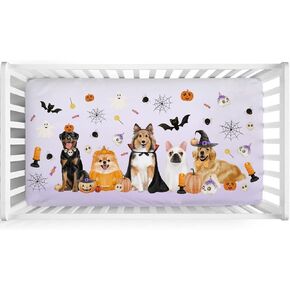 Cute Woodland Animals Spring Floral Baby Crib Fitted Sheet 52''x28'' Bear Raccoon Hedgehog Fox Rabbit Stretchy Fitted Crib Mattress Sheet for Boy Girl Soft Crib and Toddler Mattress Pad Cover