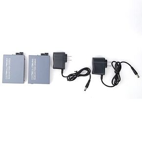 5KM Long Distance SC Fiber Media Converter, Ultra Low Latency 1310-1550nm Wavelength for Data Line Speed Forwarding, US Plug 110-240V (HTB-GS-03AB)