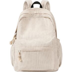 School Backpack for Teens, Corduroy Bookbag with 6X Cute Pin Accessories, Lightweight High School College Laptop Bags, Women Travel Daypacks
