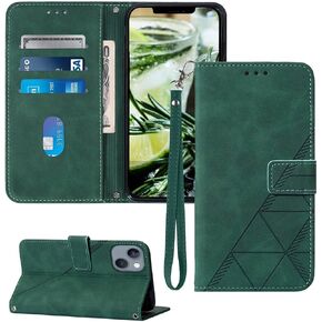 Compatible for iPhone 13 Mini Wallet Case,[Kickstand][Wrist Strap][Card Holder Slots] TPU Interior Protective 13 Mini Phone Case,PU Leather Folio Flip Cover for iPhone Mini 13 Case (Blue)