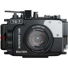 Mcoplus 60m/195ft كاميرا احترافية تحت الماء، حافظة غوص مقاومة للماء لنظام Om tg7 Olympus Tough TG-7 tg7 - أسود