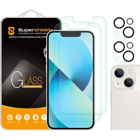 Supershieldz (2 Pack) Designed for iPhone 13 Mini (5.4 inch)+ Camera Lens [Tempered Glass] Screen Protector, Anti Scratch, Bubble Free