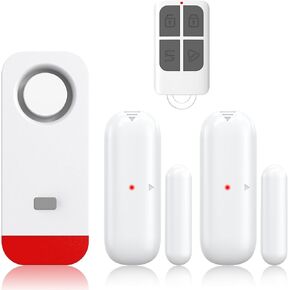 Wireless Door Alarm with 1 Remote & 2 Sensors, 120dB Door/Window Alarm When Opened for Home/Pool Security,Kid Safety, Sliding Front Door Opening Sensor Chime for House/Garage/Apartment/Business Office