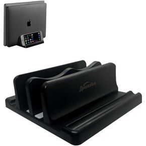 Vertical Laptop Holder Multifunctional ABS Plastic Tablet Dual Slots Stand with 4-in-1 Design Suitable for Drawing Tablet MacBook HP Book Chromebook (Vertical Dual Slot Holder)