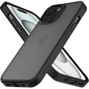 Designed for iPhone 15 Case, 4FT Military Grade Drop Protection,Translucent Matte Hard Back with Soft Edge Airbag, Protective Phone Cases for iPhone 15 (Black)