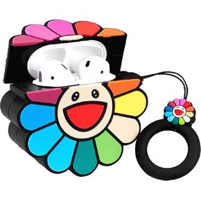 Besoar Sun Flower for Airpod 1/2 Case, Cartoon Cute Fashion Cool Silicone Design Hypebeast Cover for Airpods, Unique Stylish Kawaii Funny Fun Trendy Shell Girls Women Girly Boys Cases Air Pods 2&1