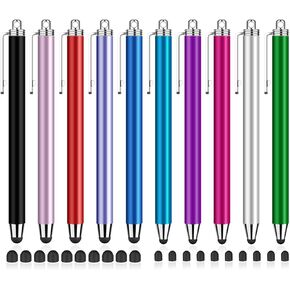 Stylus Pen for Touchscreen, 10 Pack 0.24"+0.36" High Sensitivity Stylus with 20 Pcs Replacement Capacitive Tips for iPad iPhone Android PC Tablets All Universal Touch Screens