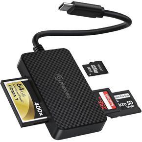 PHIXERO SD Card Reader USB C Simutaneously, 4 in 1 Micro SD/CF/MS/SD Card Reader USB C with 5Gbps Super Speed Memory Card Reader Compatible with Laptop, Phone with USB-C Port and More USB C Devices