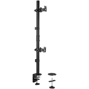 Kensington Stacked Monitor Mount with Vesa Mount, Vertical Dual Monitor Stand with Height Adjustable Handles, Pre-installed C-clamp Dual Monitor Arm for 2 Monitors Up To 32", 19.8lbs, Black (K53802WW)