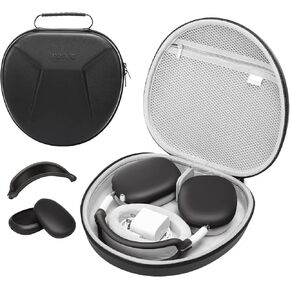 MOSISO Smart Hard Case Compatible with AirPods Max Supports Sleep Mode, Organizer Portable Travel Cover Storage Bag with Silicone Earpad Cover & Headband Cover Anti-Scratch Accessories, Black