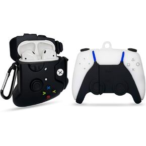 [2Pcs] Cute Airpod Case for Airpod 2/1, WQNIDE Cartoon Fashion Cool Design Airpods Cover, 3D Cartoon Funny Shockproof Protective Skin Accessories Airpods Silicone Case for Boys Girls Men