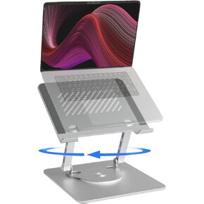 Laptop Stand for Desk, Adjustable Computer Stand with 360° Rotating Base, Ergonomic Computer Riser for Collaborative Work, Foldable & Portable Laptop Mount, Stable Metal Holder fits for 10-17" Laptops