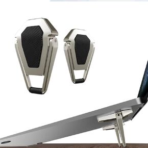 Laptop Stand Portable, Zinc Alloy Laptop Mini Stand, Laptop Riser Invisible, Ergonomic Laptop Stand Cooling Suitable for 12-20 Inches Laptop (Pair of 1), Silver