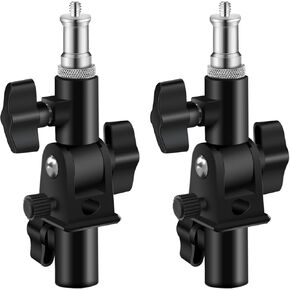 U-Shape Camera Flash 180°Swivel Mount Bracket with Standard 1/4 to 3/8 inch Metal Male Screw Spigot Stud Compatible for Umbrella Softbox Reflector Holder Stand for Video Light Studio Light（2 Pack）