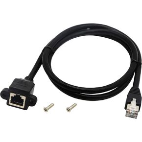 zdyCGTime Cat6e RJ45 M/F Shielded Ethernet Network Screw Panel Mount Extension Cable (1M RJ45)
