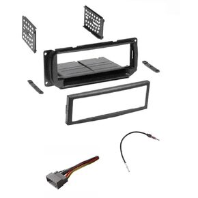Single Din Car Stereo Radio Kit, Wire Harness, Antenna Adapter Made for Chrysler Dodge Jeep: 2002-2005 Ram 1500, 2003-2005 Ram 2500/3500, 2003-2006 Wrangler, 2002-2004 Grand Cherokee + More
