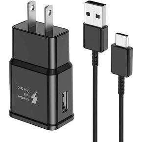 شاحن سريع مع كابل USB من النوع C بطول 6 أقدام لهاتف Samsung Galaxy S10/S10e/S10 Plus/S9/S9 Plus/S8/S8 Plus/A13/S23/A30/A31/A32/A50/A51/A52/A53/Note 20/Note 10/نوت 9/نوت 8/S20/S20+/S21/S21+/S22 الترا in Kuwait