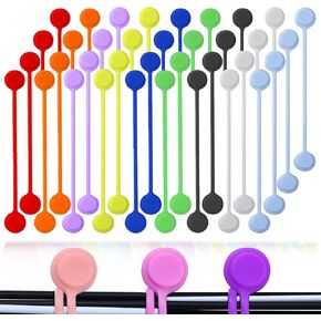 36 Pcs Magnetic Cable Ties,BetterJonny Silicone Cable Management Ties Reusable Magnet Cable Straps for Bundling and Organizing Cables,Headphone,USB,Hanging & Holding Keychain(9 Colors)