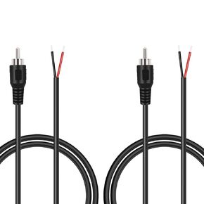 2 Pack 3ft RCA Male to Speaker Wire, RCA Male Plug Adapter Connector to Bare Wire Open End Audio Cable for Amplifier Audio Video Receiver Speakers