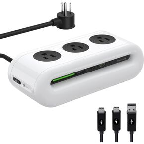 iSwift 65W USB-C Fast Charging Station, 6-in-1 Power Strip with Desktop Charging Station with 3 AC, 2 USB C and 1 USB A, 5ft Extension Cord,Power Delivery for Conference Rooms, Desktop Accessory