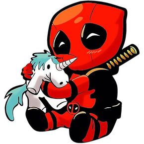 Baby Deadpool and The Cow, Sticker Baby on Board - Character Height : 3,95 inch