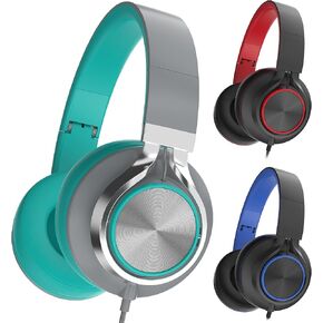3 Pack Wired Headphones Bulk with Microphone for School Kids, Over-Ear Classroom Headsets for Teens Children Chromebook Computer, 3.5mm Jack, Foldable, No-Tangle Cord, Bundle Pack