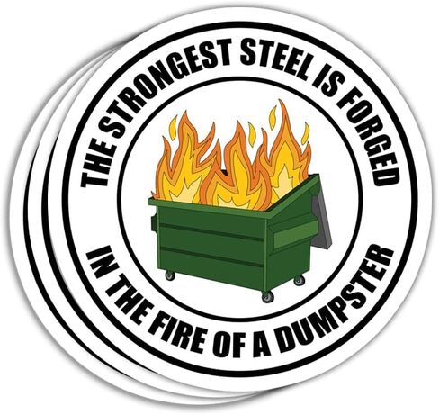 (3 قطع) أقوى الفولاذ تم تشكيله في نار ملصق القمامة، ملصقات حريق القمامة للكمبيوتر المحمول، ملحقات زجاجة المياه، خوذة نافذة ممتصة للصدمات، ملصقات 3 × 4 بوصة in Kuwait