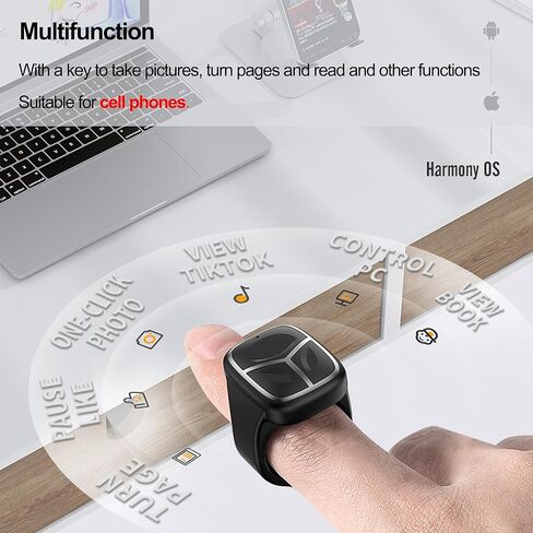 Wireless Mouse Bluetooth Super Mini Handheld Finger Ring Mouse Portable Bluetooth Wearable Thumb Mouse Rechargeable Remote Control Lightweight Cordless Mouse for iPhone Android Hongmeng OS Phone in Kuwait