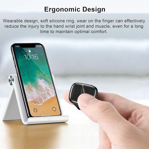 Wireless Mouse Bluetooth Super Mini Handheld Finger Ring Mouse Portable Bluetooth Wearable Thumb Mouse Rechargeable Remote Control Lightweight Cordless Mouse for iPhone Android Hongmeng OS Phone in Kuwait