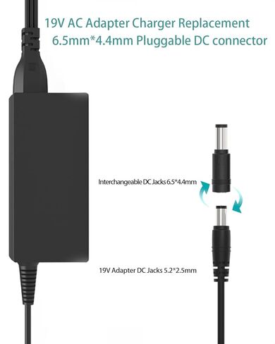 محول إمداد الطاقة 19 فولت 3.42 أمبير تيار متردد 65 وات، محول إدخال 100 فولت ~ 240 فولت إلى قابس 5.5 مم × 2.5 مم لشاشة LCD LED، HDTV، مكبر صوت بلوتوث، شاشة عريضة ثلاثية الأبعاد، مضخم صوت in Kuwait