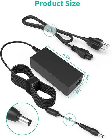 محول إمداد الطاقة 19 فولت 3.42 أمبير تيار متردد 65 وات، محول إدخال 100 فولت ~ 240 فولت إلى قابس 5.5 مم × 2.5 مم لشاشة LCD LED، HDTV، مكبر صوت بلوتوث، شاشة عريضة ثلاثية الأبعاد، مضخم صوت in Kuwait