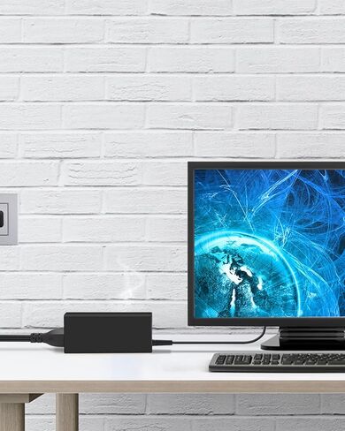 محول إمداد الطاقة 19 فولت 3.42 أمبير تيار متردد 65 وات، محول إدخال 100 فولت ~ 240 فولت إلى قابس 5.5 مم × 2.5 مم لشاشة LCD LED، HDTV، مكبر صوت بلوتوث، شاشة عريضة ثلاثية الأبعاد، مضخم صوت in Kuwait