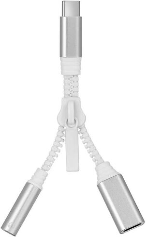 USB C to 3.5mm Headphone Jack Adapter, 2-in-1 USB C PD Charging Port to Aux Audio Jack high Resolution DAC and Fast Charging dongle Cable,Multifunction Connector Adapter (White) in Saudi Arabia