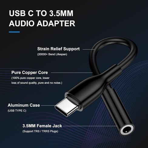محول صوت USB C إلى 3.5 ملم لهاتف iPhone 15 Pro Max/15 Pro/15 Plus، iPad، Google Pixel 8a 8 7 Pro 7a، نوع C إلى سماعة رأس Aux Jack Dongle Cable لهاتف Samsung Galaxy S24 Ultra S23 FE S22 S21 A35 A54 in Kuwait