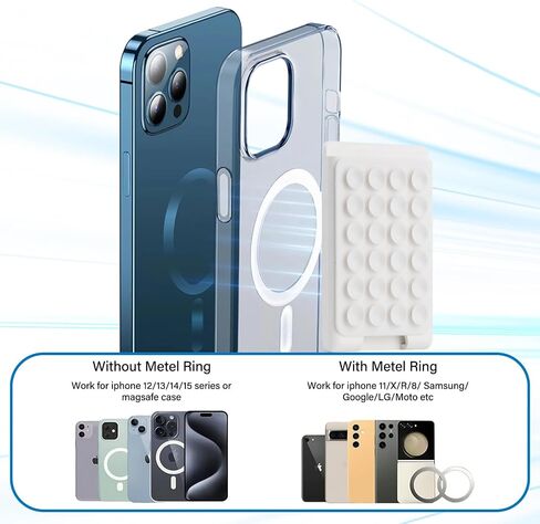 Magnetic Suction Phone Card Holder Mount for MagSafe, Phone Wallet, Compatible with iPhone MagSafe Phone Case, Hands-Free Mirror Shower Phone Holder Accessory for TikTok Videos, Selfies, White in Saudi Arabia
