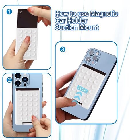 Magnetic Suction Phone Card Holder Mount for MagSafe, Phone Wallet, Compatible with iPhone MagSafe Phone Case, Hands-Free Mirror Shower Phone Holder Accessory for TikTok Videos, Selfies, White in Saudi Arabia