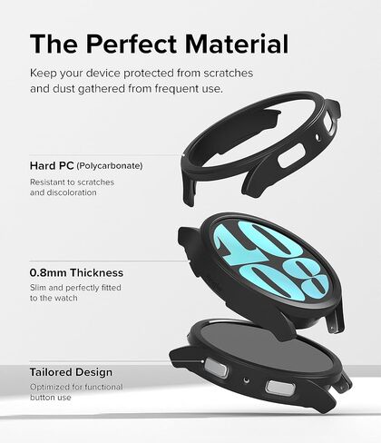 Ringke Slim [Anti-Yellowing Material / 2 Pack] Compatible with Samsung Galaxy Watch 6 Case (40mm) Lightweight Sturdy Solid Transparent Cover + Extra Color for Women, Men - Clear & Matte Black in Saudi Arabia