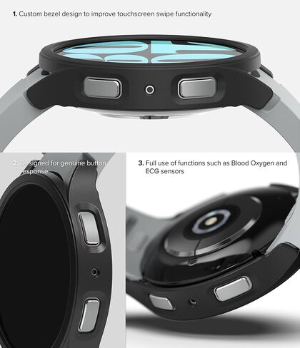 Ringke Slim [Anti-Yellowing Material / 2 Pack] Compatible with Samsung Galaxy Watch 6 Case (40mm) Lightweight Sturdy Solid Transparent Cover + Extra Color for Women, Men - Clear & Matte Black in Saudi Arabia