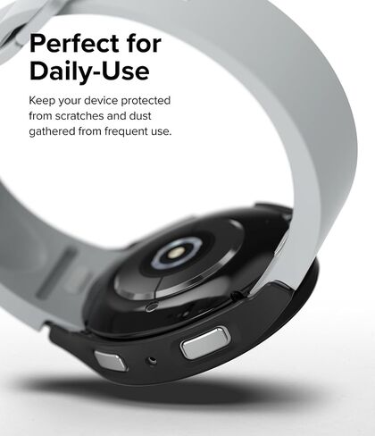 Ringke Slim [Anti-Yellowing Material / 2 Pack] Compatible with Samsung Galaxy Watch 6 Case (40mm) Lightweight Sturdy Solid Transparent Cover + Extra Color for Women, Men - Clear & Matte Black in Saudi Arabia