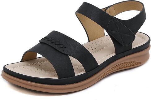 Womens Sandals Open Toe Arch Support Summer Beach Sandals Comfortable Orthotic Walking Shoes Ankle Elastic Flats Sandals in Saudi Arabia