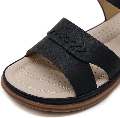 Womens Sandals Open Toe Arch Support Summer Beach Sandals Comfortable Orthotic Walking Shoes Ankle Elastic Flats Sandals in Saudi Arabia