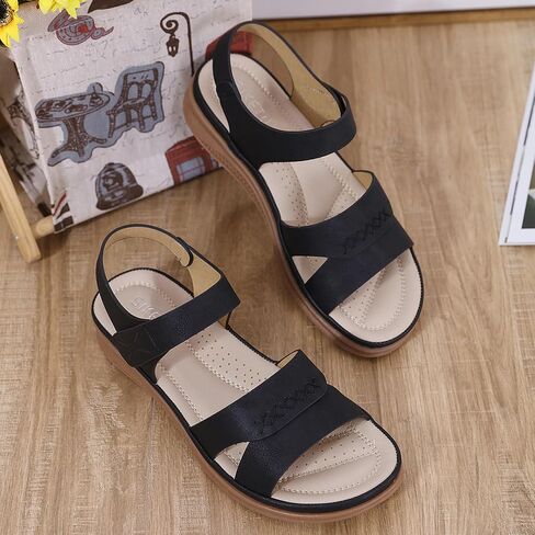 Womens Sandals Open Toe Arch Support Summer Beach Sandals Comfortable Orthotic Walking Shoes Ankle Elastic Flats Sandals in Saudi Arabia