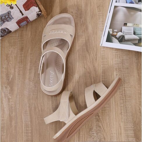 Womens Sandals Open Toe Arch Support Summer Beach Sandals Comfortable Orthotic Walking Shoes Ankle Elastic Flats Sandals in Saudi Arabia