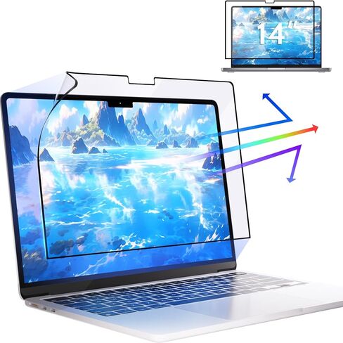 واقي شاشة غير لامع للكمبيوتر المحمول مضاد للضوء الأزرق متوافق مع ماك بوك برو 14 بوصة M3/M2/M1 ماك بوك، طبقة مضادة للوهج مقاومة للخدش، فلتر مانع للأشعة فوق البنفسجية، غطاء جديد عالي الدقة in Kuwait