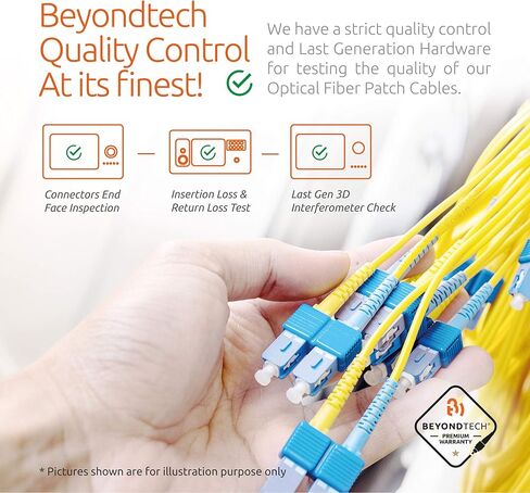كابل تصحيح الألياف BEYONDTECH SC/APC إلى SC/APC أحادي الوضع البسيط - 10 متر (32.8 قدم) - 9/125um OS2 100G / 3.0 مم LSZH غير حساس (عبوة واحدة) سلسلة كابل PureOptics in Saudi Arabia