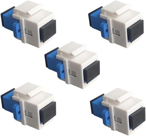 5 SC Fiber Optic Adapters SC to SC Simplex Single Mode 10GB F/F Keystone Female to Female Couplers for Wall Panels, Wiring Blocks, and Surface Mount Boxes White in Saudi Arabia