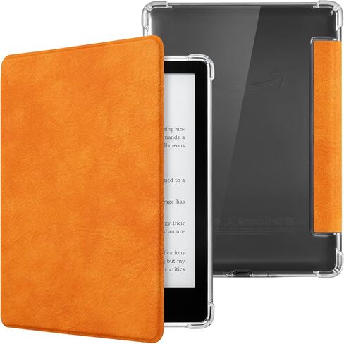Case for Kindle Paperwhite 11th Generation 6.8" and Signature Edition- New PU Leather Cover and Transparent TPU Back Cover with Auto Wake/Sleep Feature-Orange in Saudi Arabia