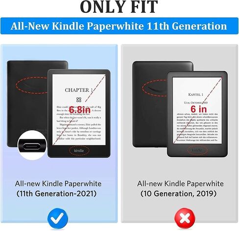 Case for Kindle Paperwhite 11th Generation 6.8" and Signature Edition- New PU Leather Cover and Transparent TPU Back Cover with Auto Wake/Sleep Feature-Orange in Saudi Arabia